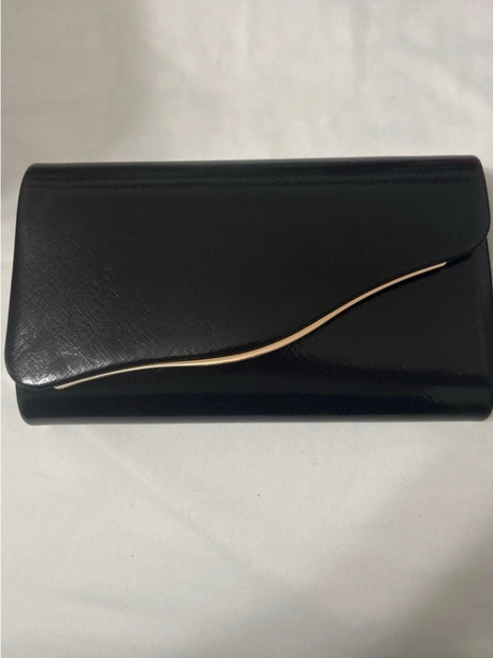 Black Evening Clutch with Gold Accent